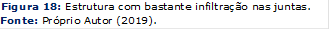 Figura 18: Estrutura com bastante infiltração nas juntas.
Fonte: Próprio Autor (2019).
